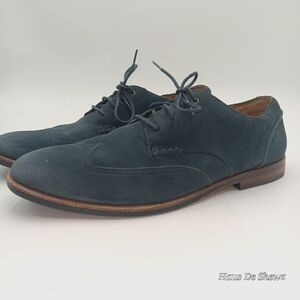 Clarks 1825 Navy Blue Leather Wingtip Dress Casual Oxfords Shoes Men's 10.5
